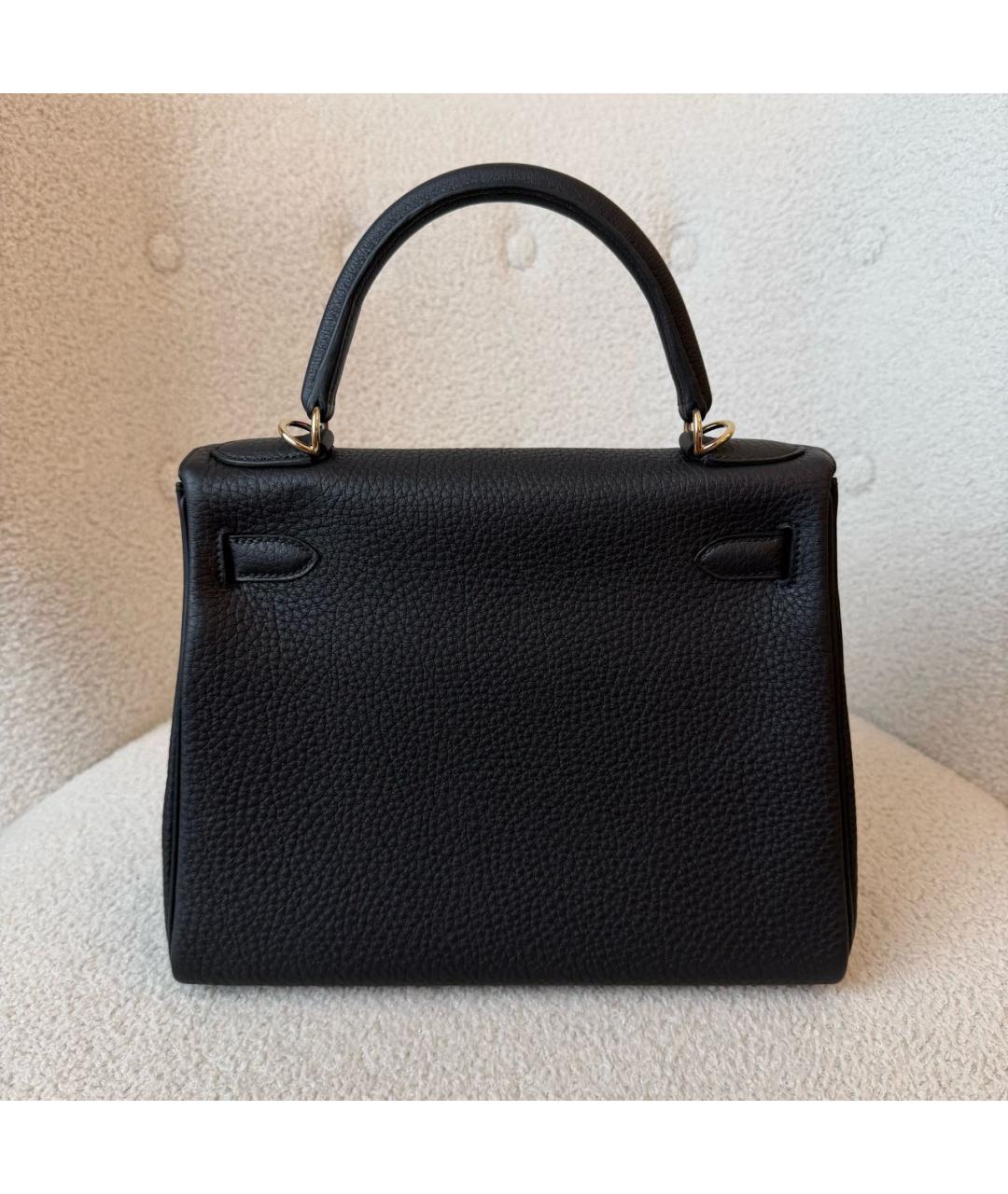HERMES Черная кожаная сумка с короткими ручками, фото 3