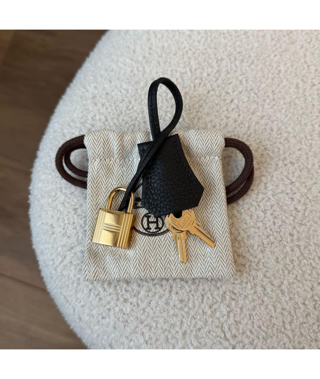 HERMES Черная кожаная сумка с короткими ручками, фото 8