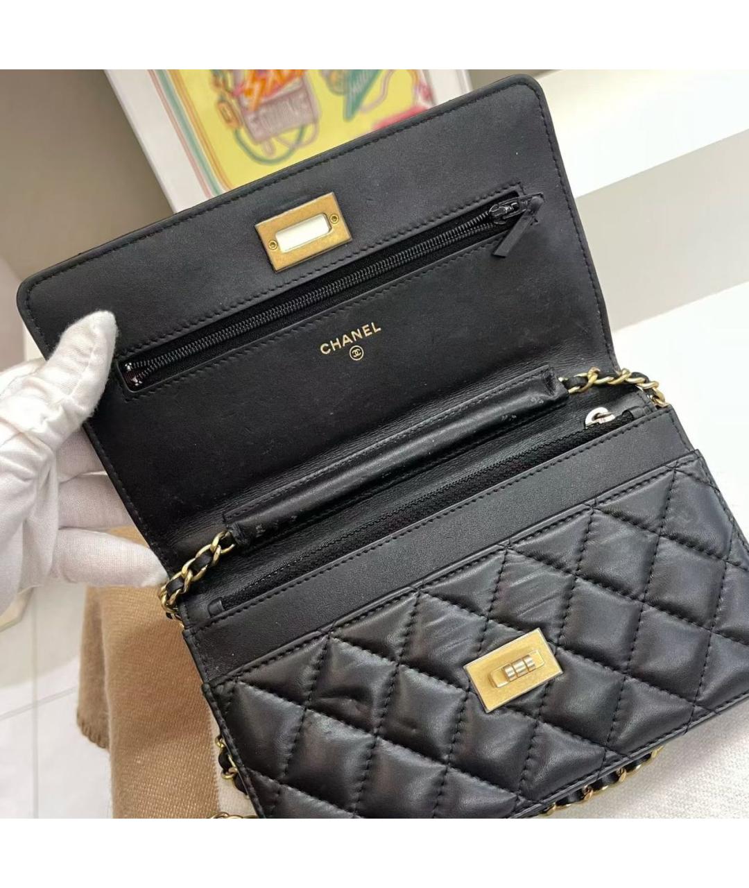 CHANEL Черная кожаная сумка через плечо, фото 6