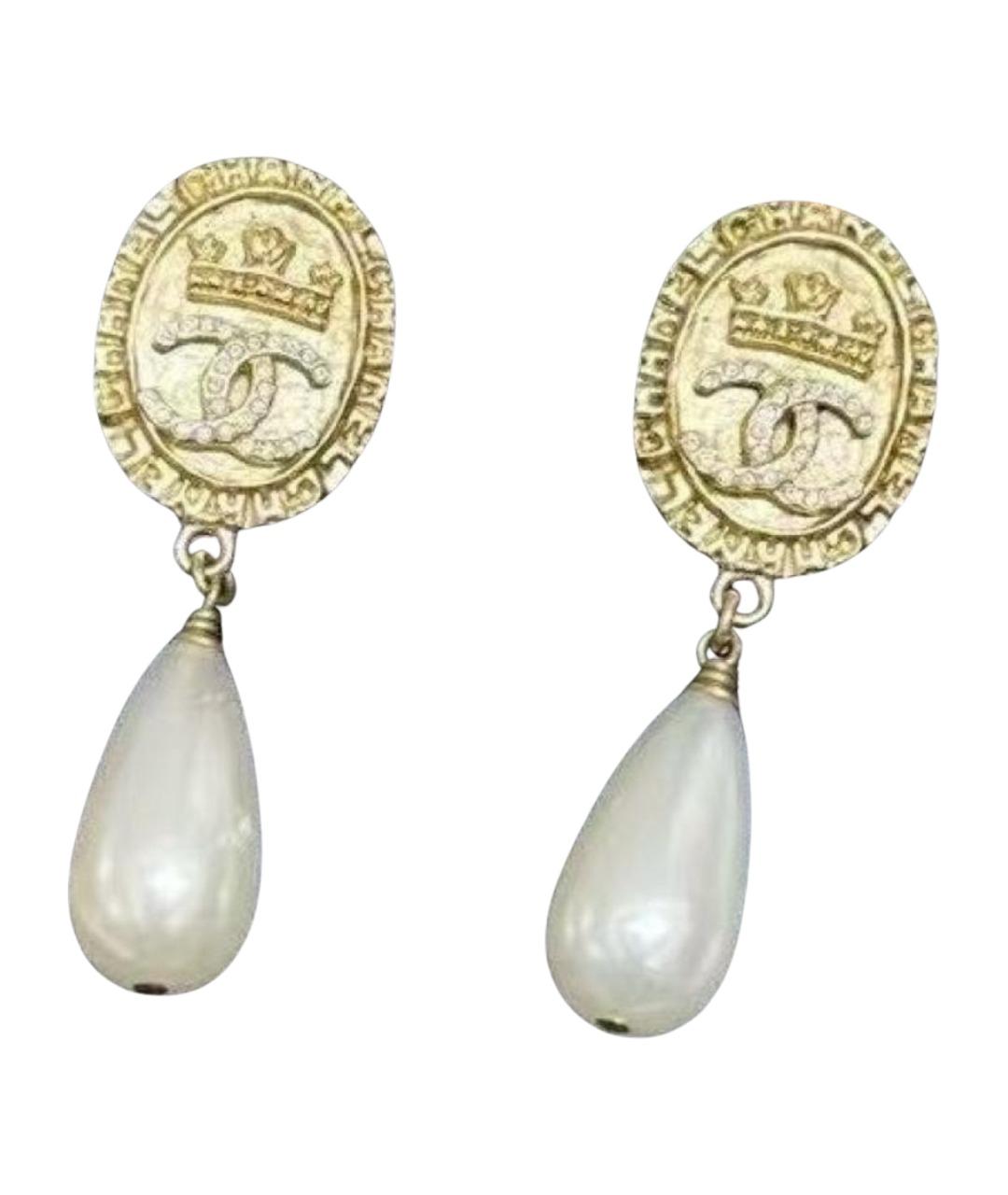 CHANEL Золотые металлические серьги, фото 1