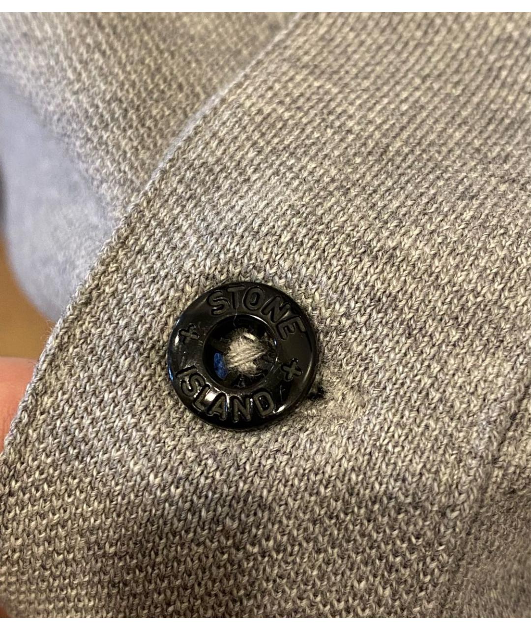 STONE ISLAND Серое хлопковое поло с длинным рукавом, фото 6