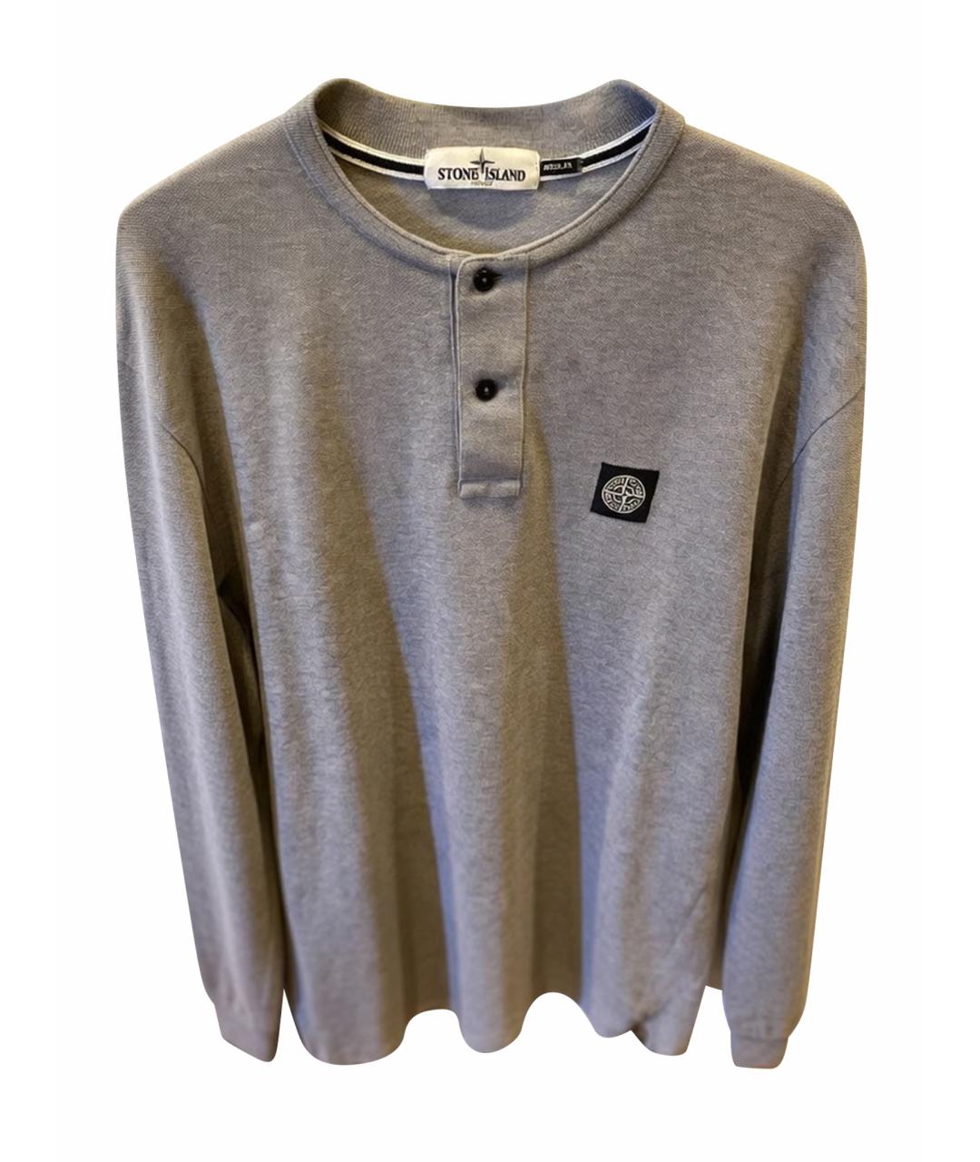 STONE ISLAND Серое хлопковое поло с длинным рукавом, фото 9