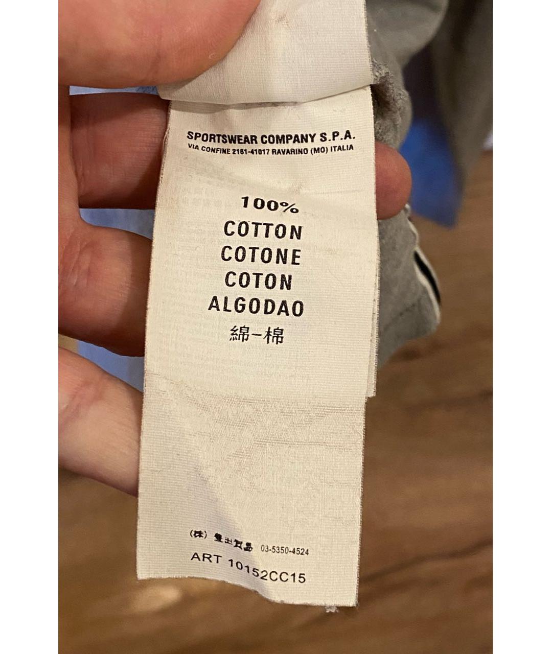 STONE ISLAND Серое хлопковое поло с длинным рукавом, фото 8