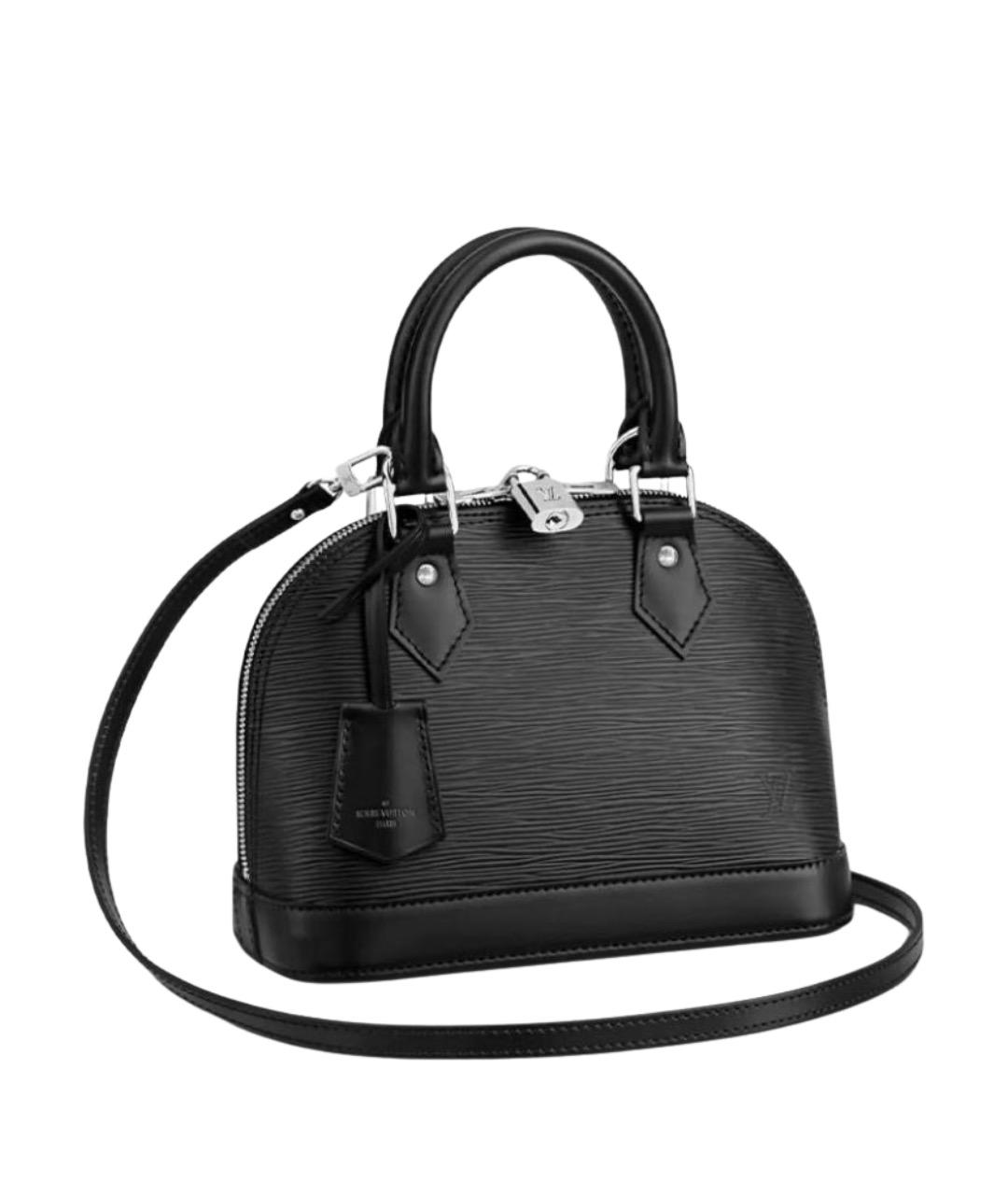 LOUIS VUITTON Черная кожаная сумка с короткими ручками, фото 1