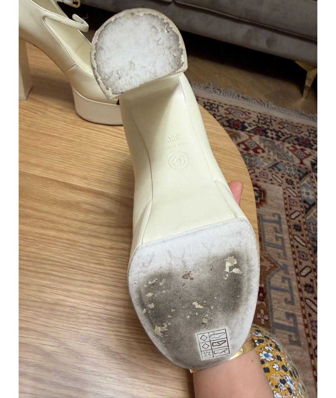 CHANEL Белые кожаные туфли, фото 5