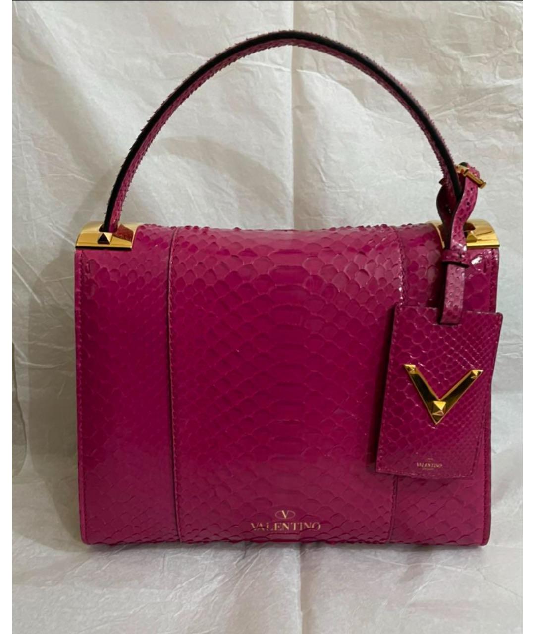 VALENTINO Фуксия сумка с короткими ручками из экзотической кожи, фото 7