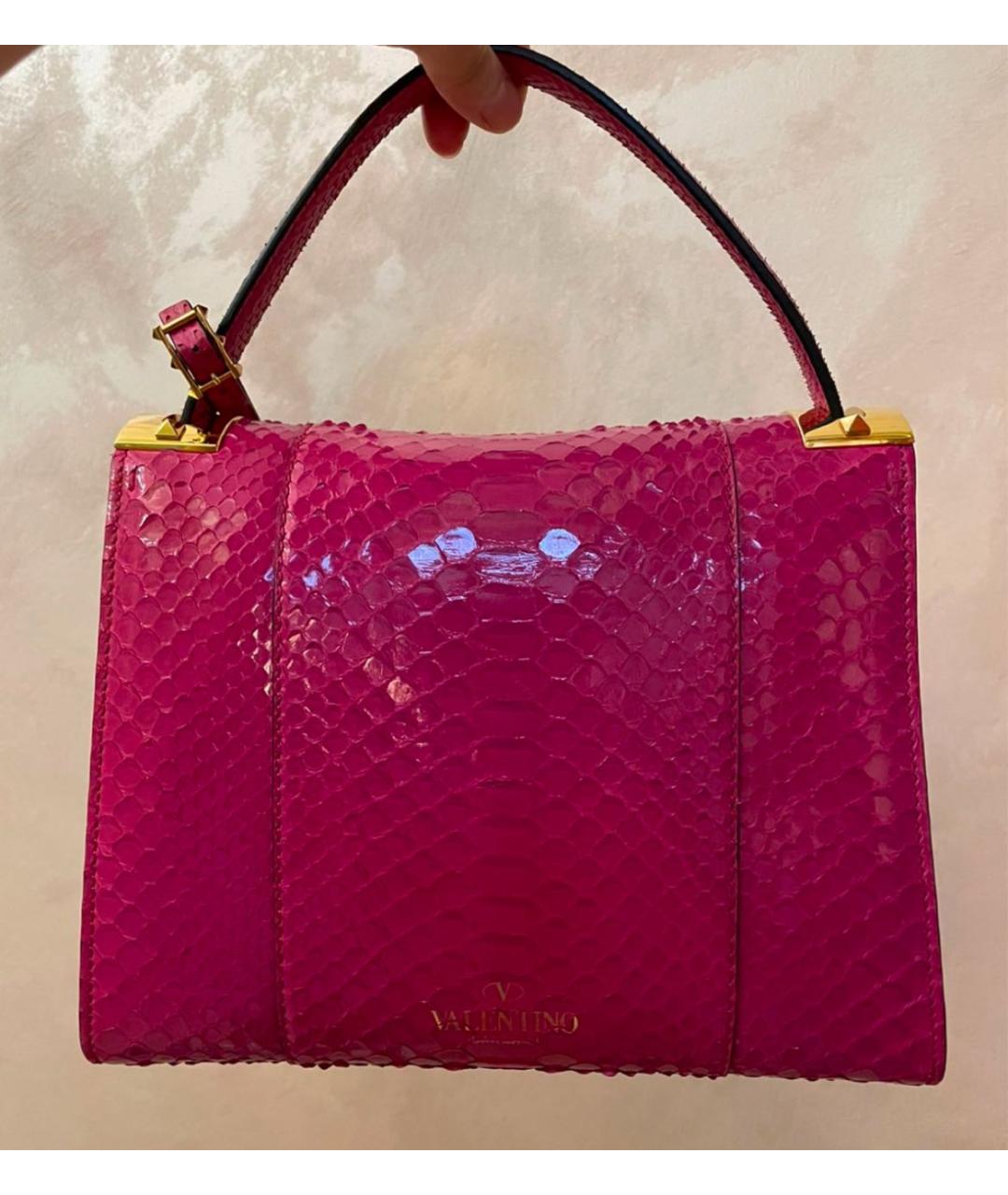 VALENTINO Фуксия сумка с короткими ручками из экзотической кожи, фото 6