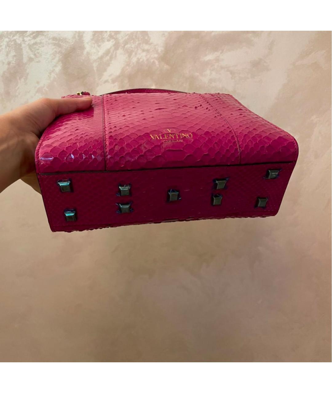 VALENTINO Фуксия сумка с короткими ручками из экзотической кожи, фото 5
