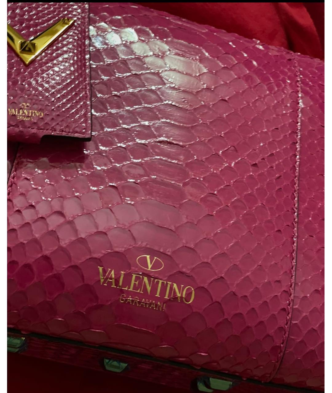 VALENTINO Фуксия сумка с короткими ручками из экзотической кожи, фото 4