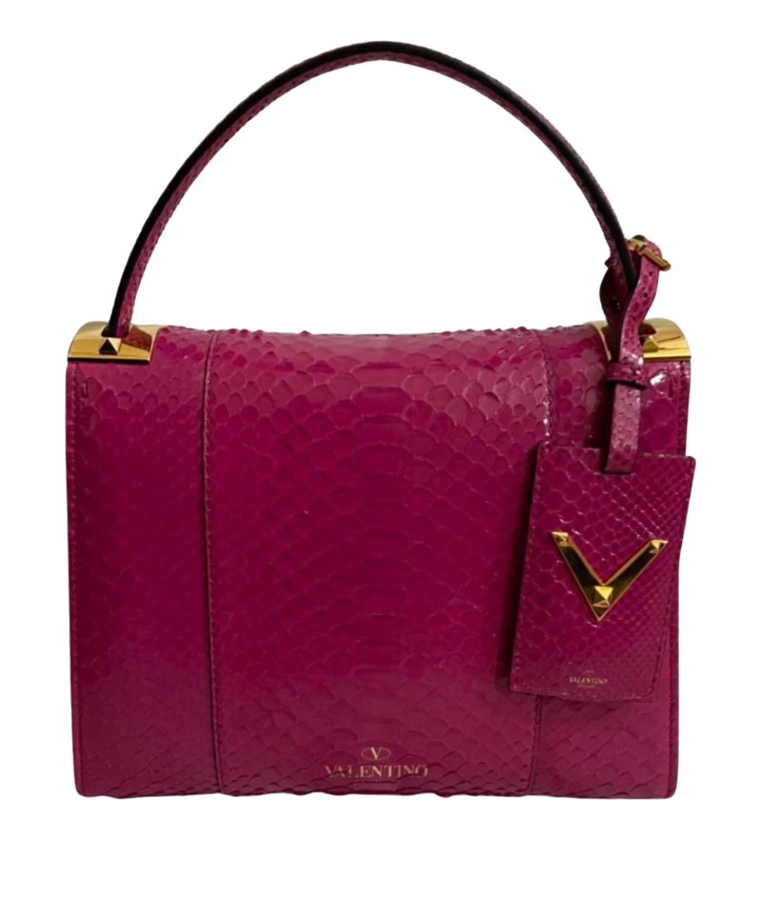 VALENTINO Фуксия сумка с короткими ручками из экзотической кожи, фото 1