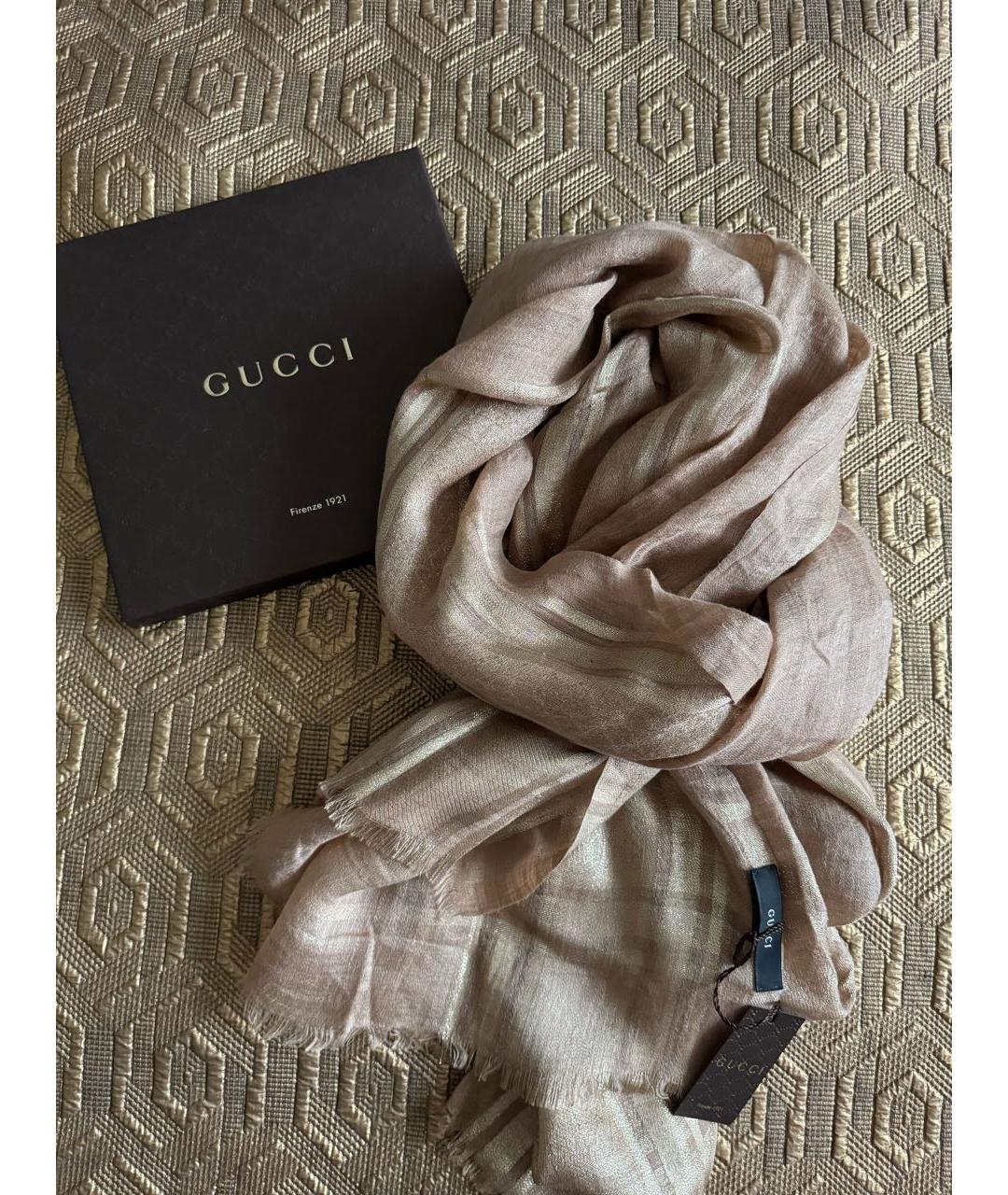 GUCCI Бежевый платок, фото 7