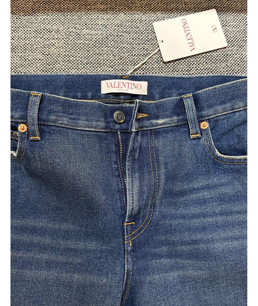 VALENTINO Темно-синие хлопковые прямые джинсы, фото 4