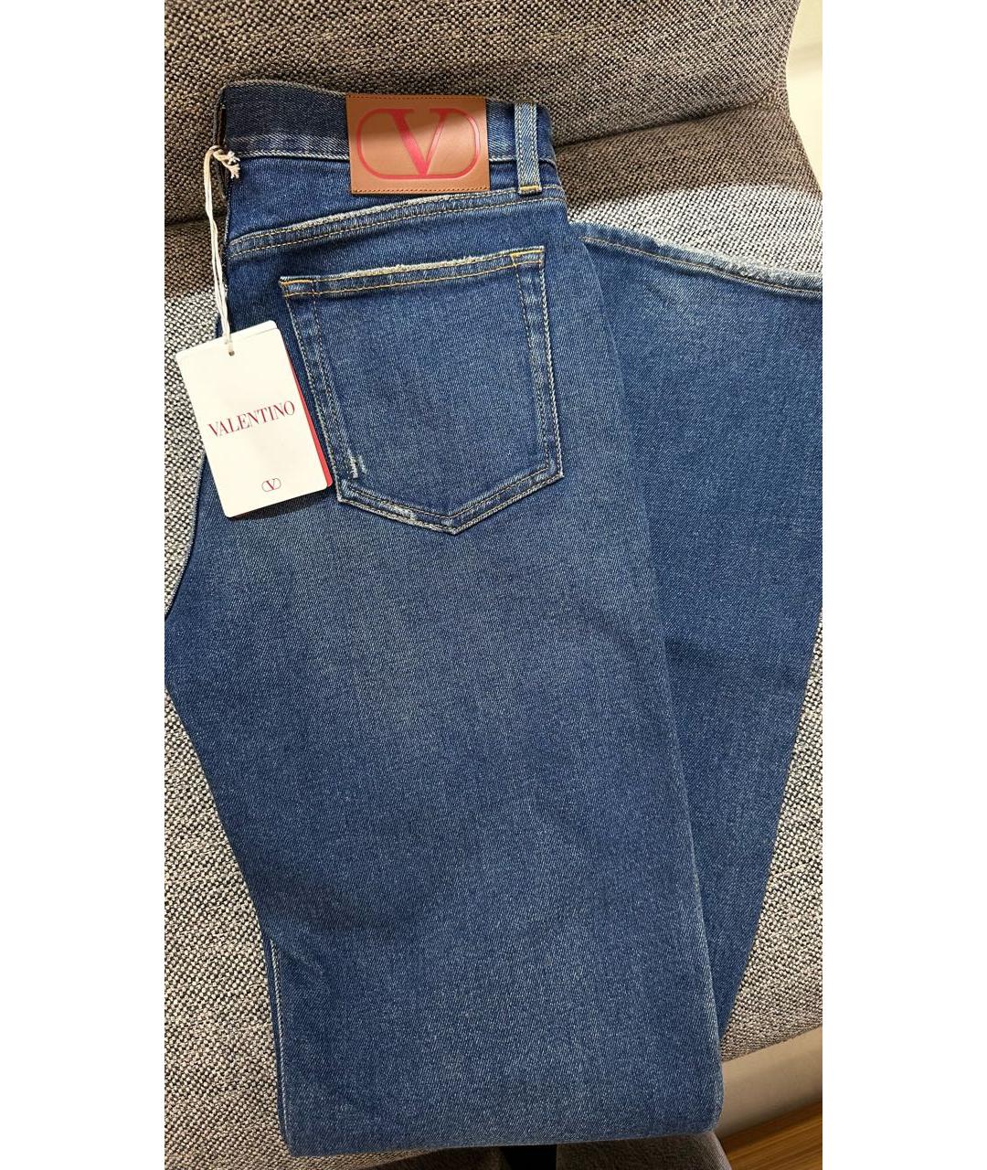 VALENTINO Темно-синие хлопковые прямые джинсы, фото 5