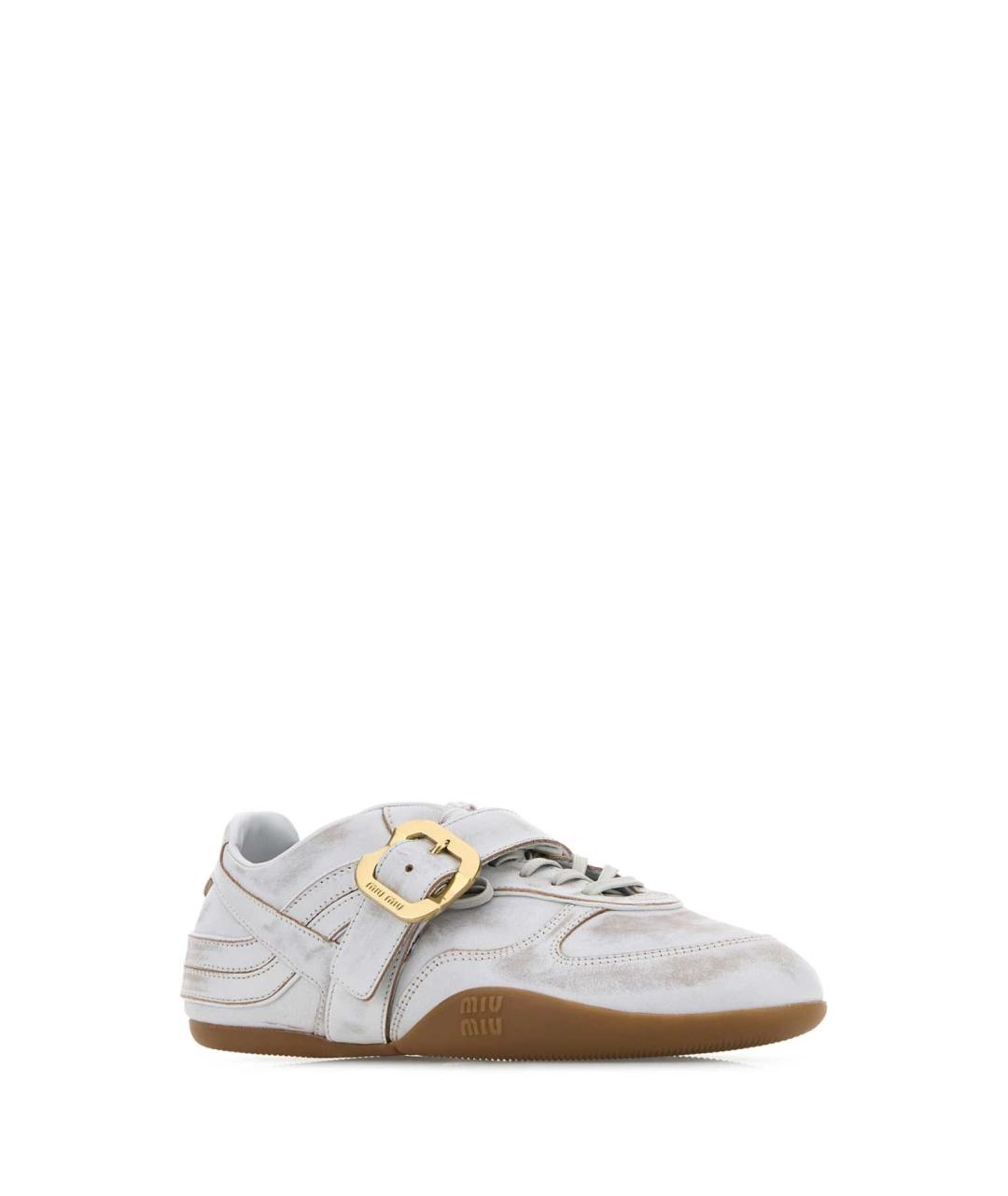 MIU MIU Белые кожаные кроссовки, фото 2