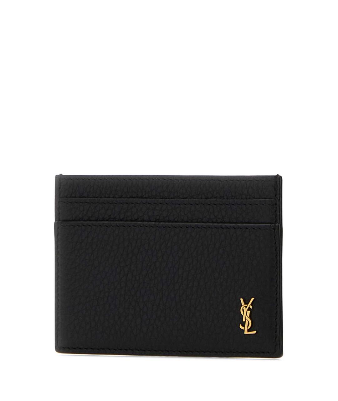 SAINT LAURENT Черный кожаный кардхолдер, фото 2