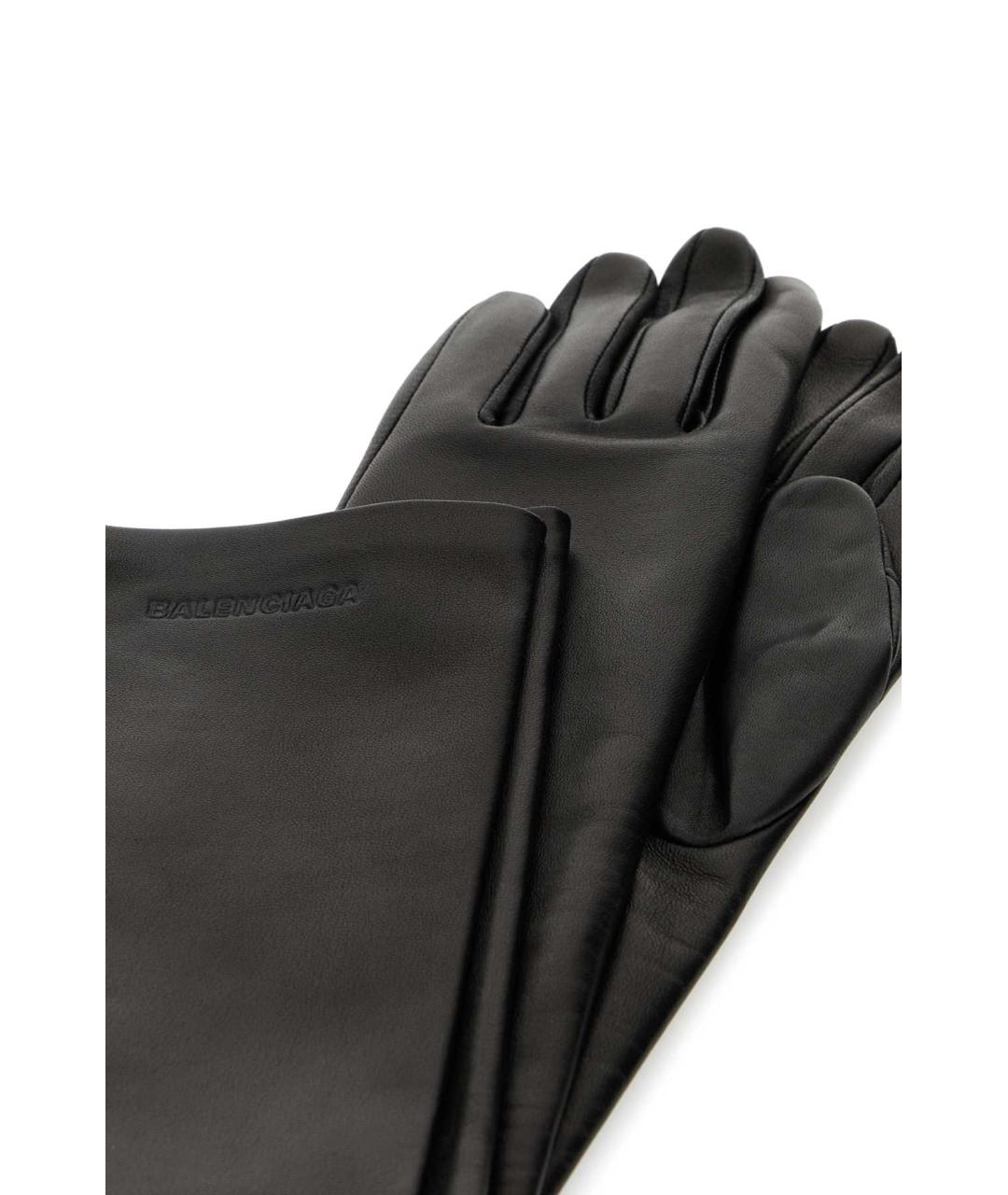 BALENCIAGA Черные кожаные перчатки, фото 2