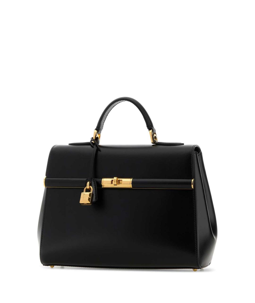 DOLCE&GABBANA Черная кожаная сумка с короткими ручками, фото 2