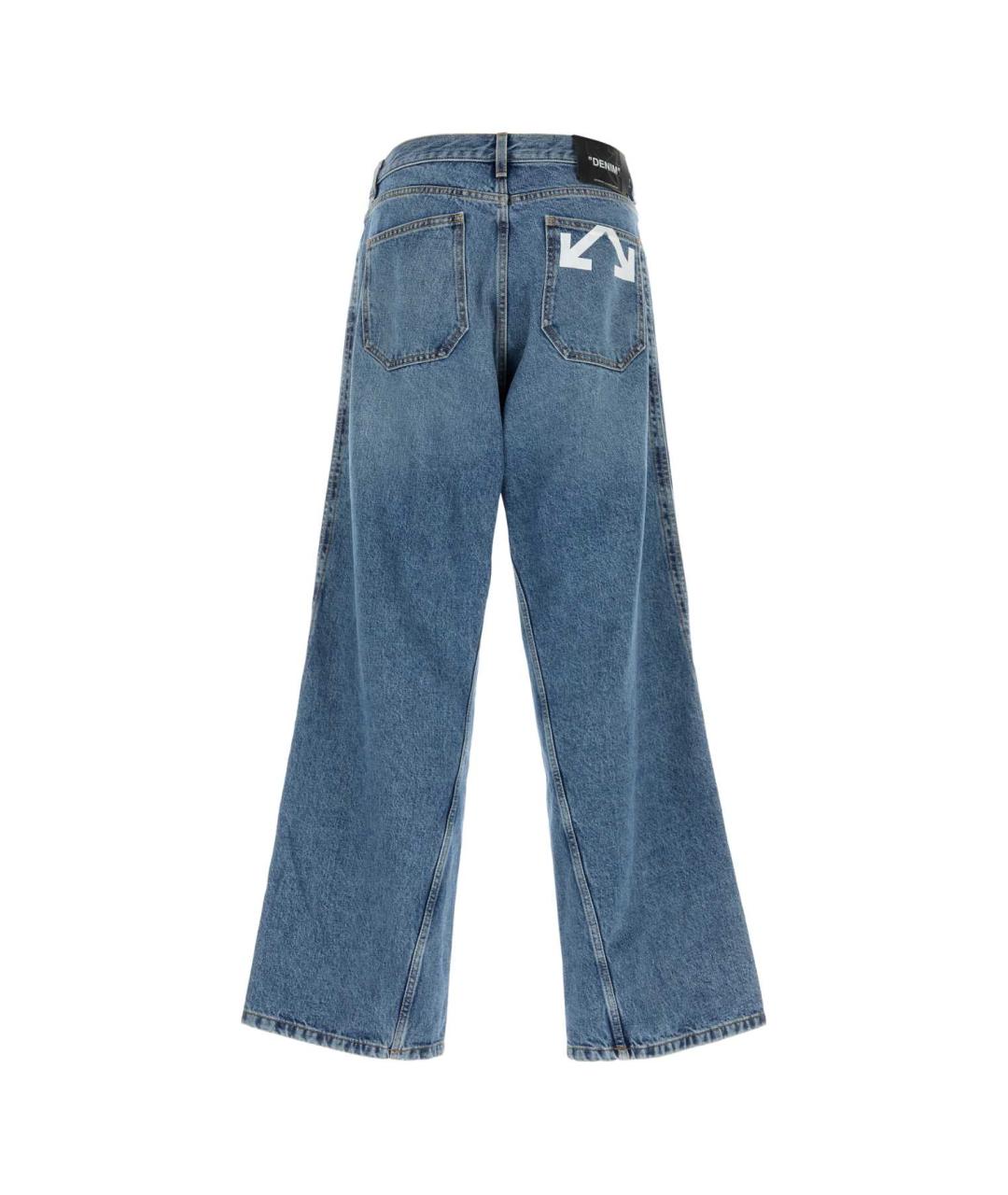 OFF-WHITE Голубые хлопковые прямые джинсы, фото 2