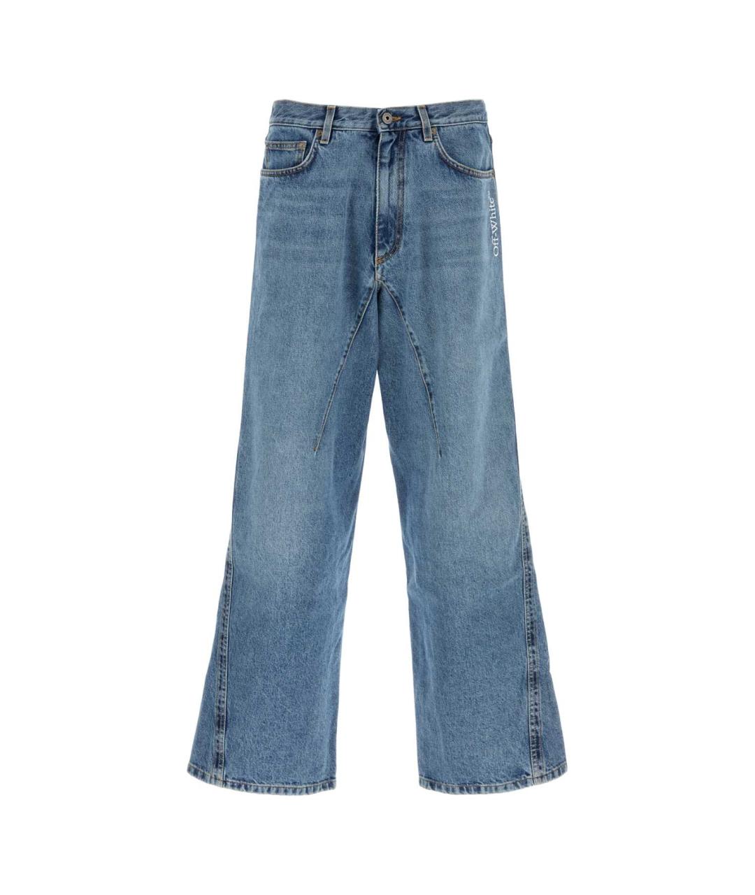 OFF-WHITE Голубые хлопковые прямые джинсы, фото 1