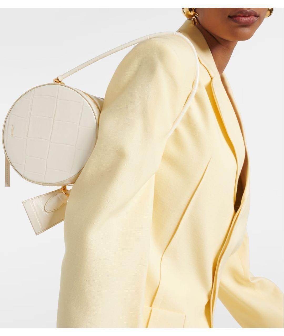 JACQUEMUS Бежевая кожаная сумка с короткими ручками, фото 5