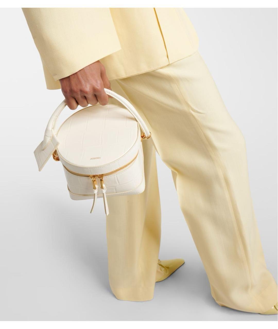 JACQUEMUS Бежевая кожаная сумка с короткими ручками, фото 7