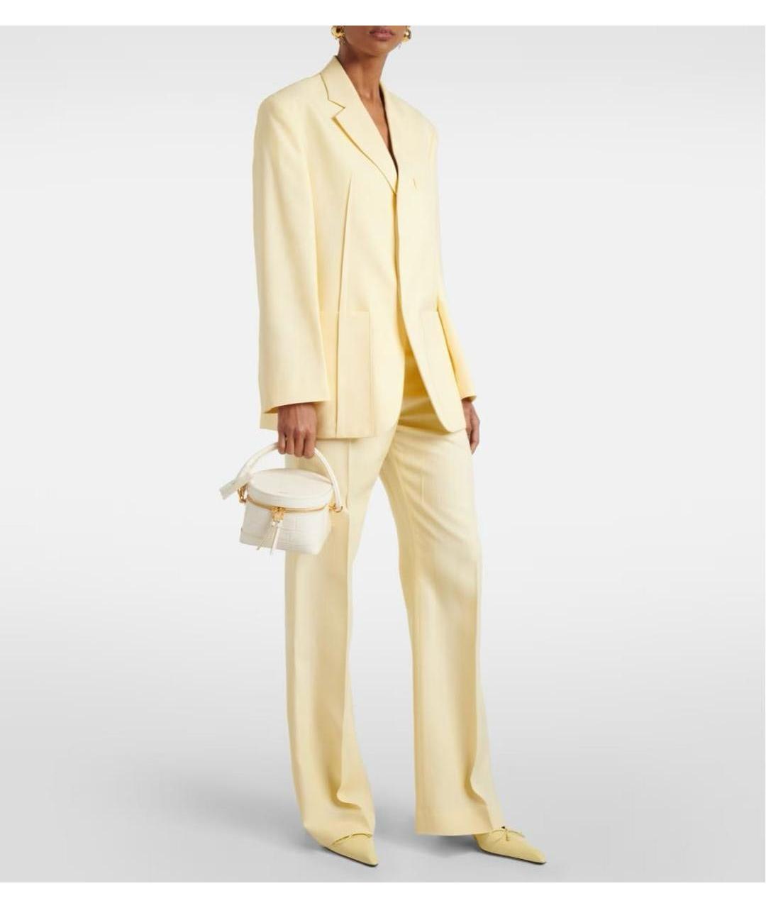 JACQUEMUS Бежевая кожаная сумка с короткими ручками, фото 6