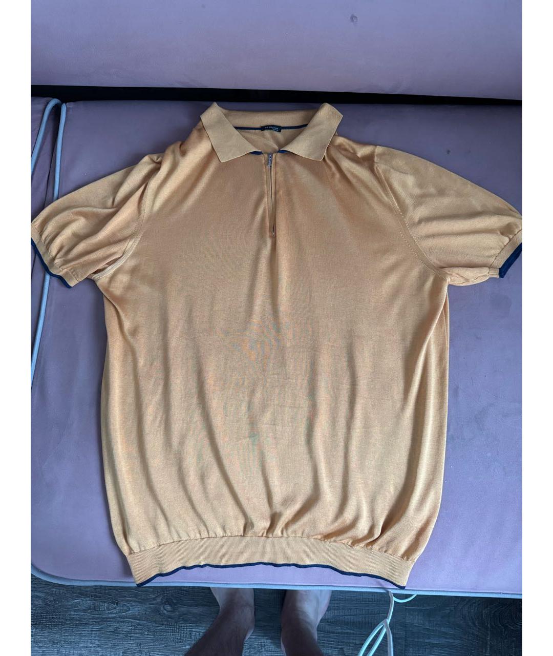KITON Горчичное поло с коротким рукавом, фото 5