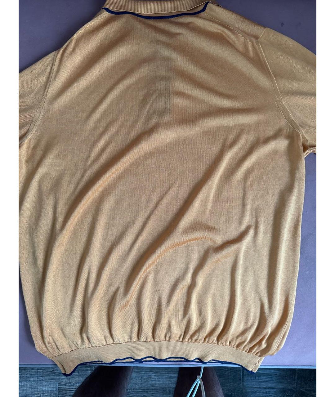 KITON Горчичное поло с коротким рукавом, фото 2