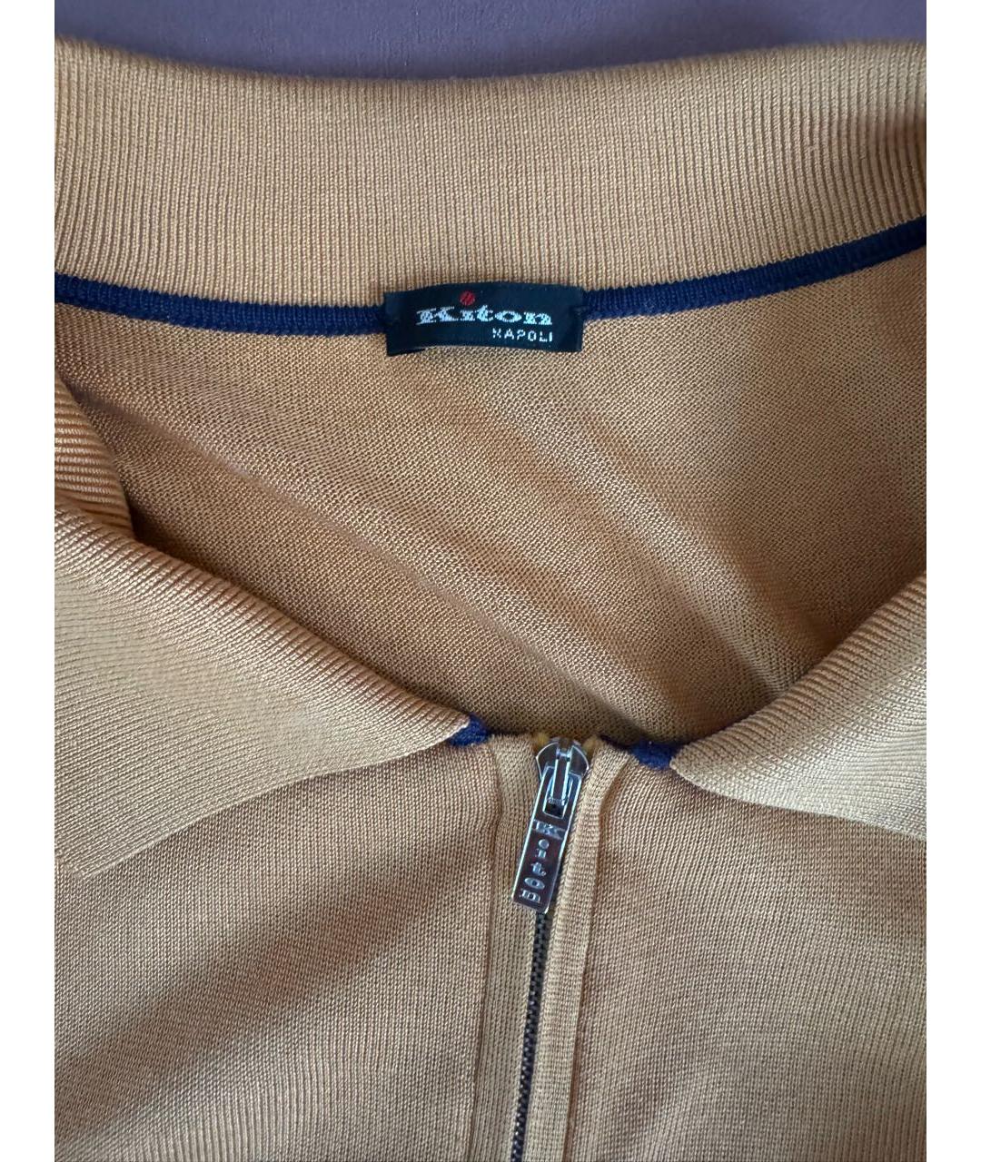 KITON Горчичное поло с коротким рукавом, фото 3