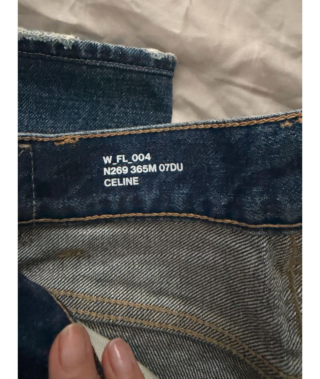 CELINE Темно-синие хлопковые прямые джинсы, фото 2