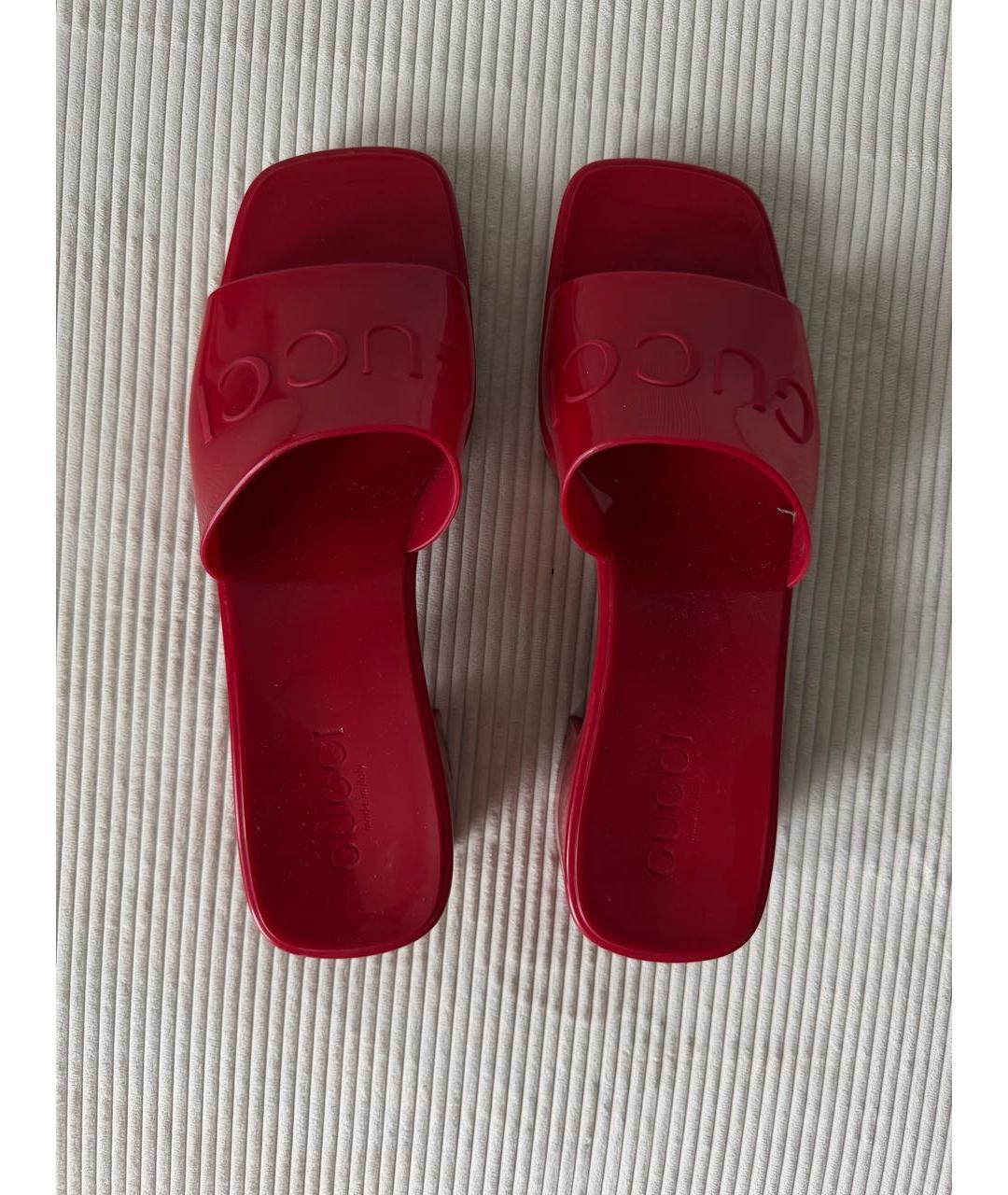GUCCI Красные резиновые мюли, фото 6