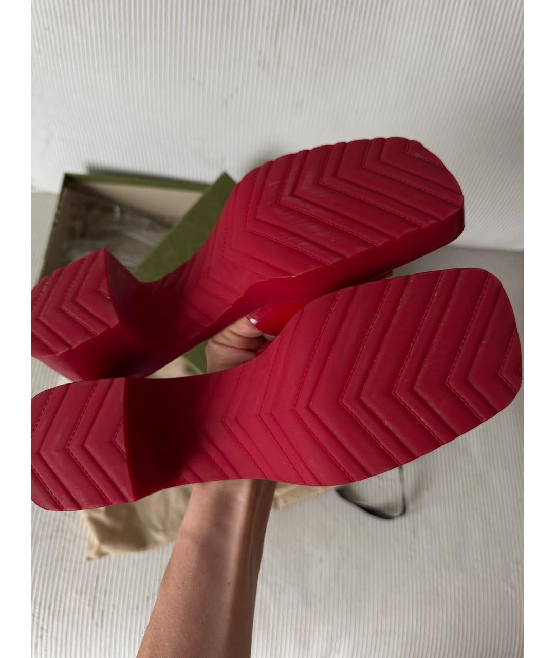 GUCCI Красные резиновые мюли, фото 4