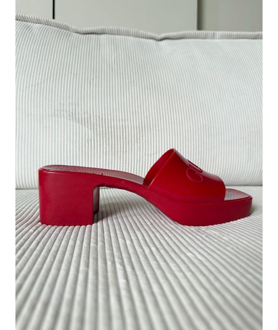 GUCCI Красные резиновые мюли, фото 7