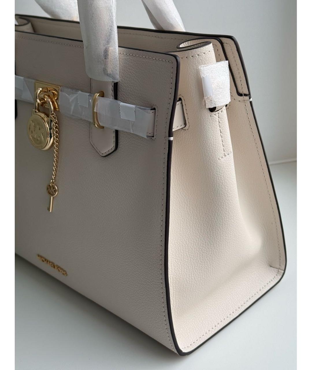 MICHAEL KORS Белая кожаная сумка с короткими ручками, фото 6