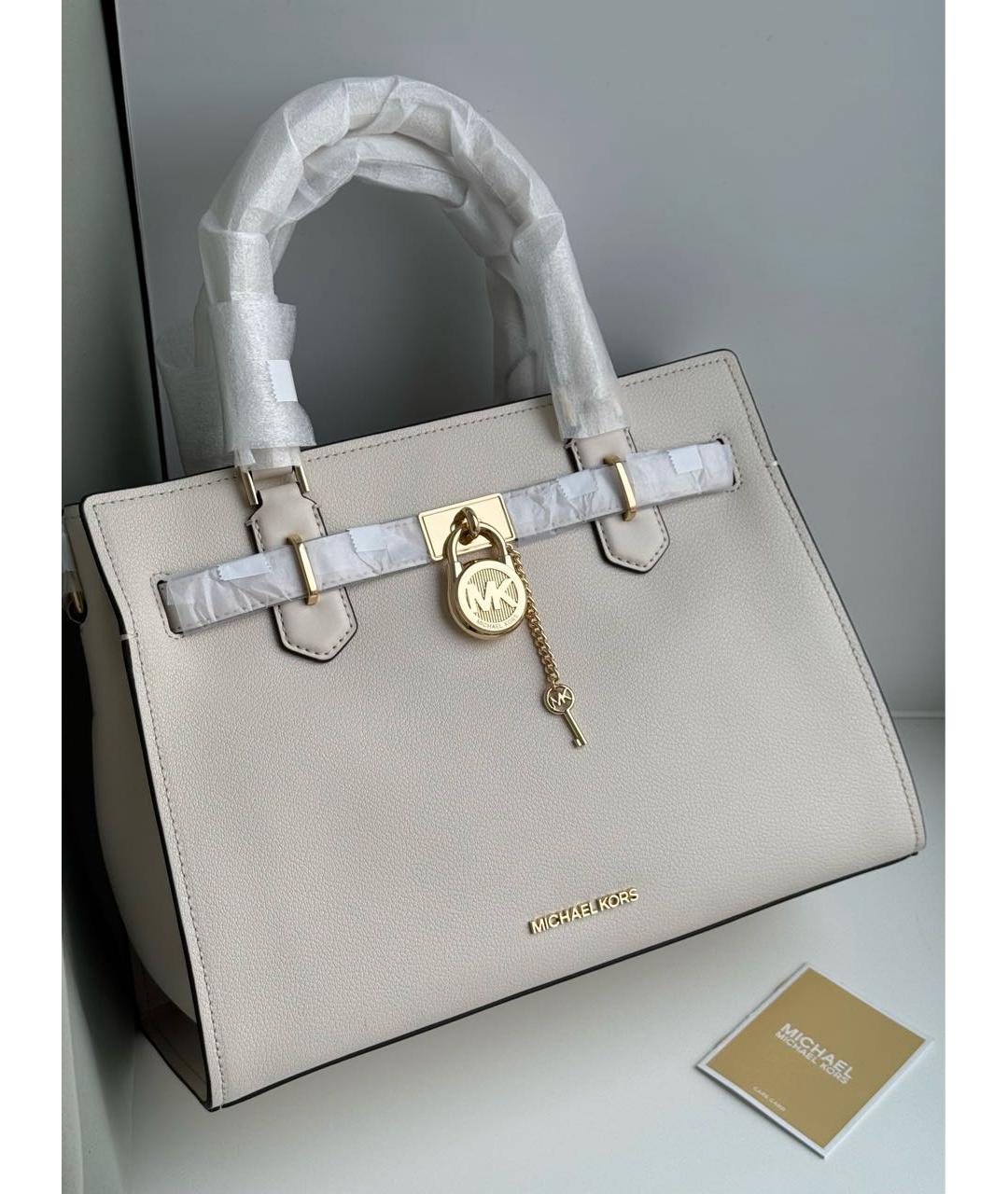 MICHAEL KORS Белая кожаная сумка с короткими ручками, фото 2