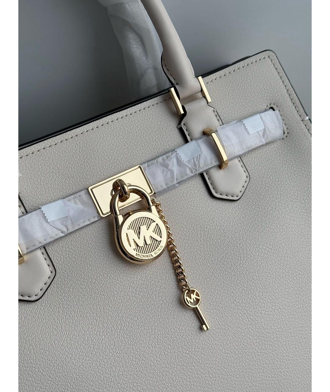 MICHAEL KORS Белая кожаная сумка с короткими ручками, фото 5