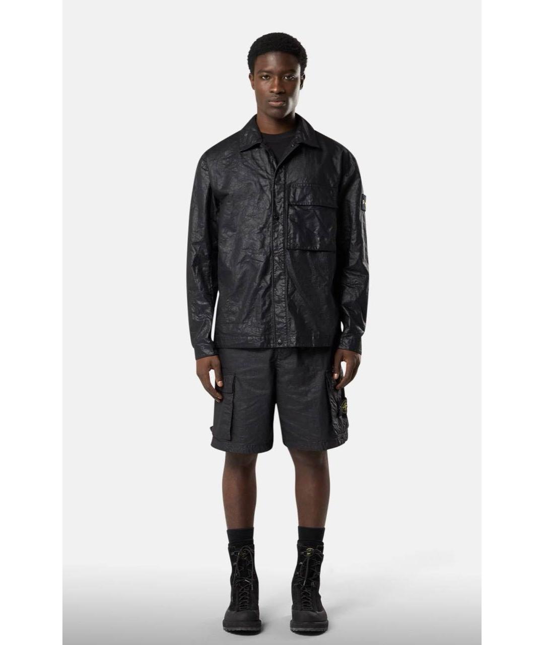 STONE ISLAND Черная хлопковая куртка, фото 3