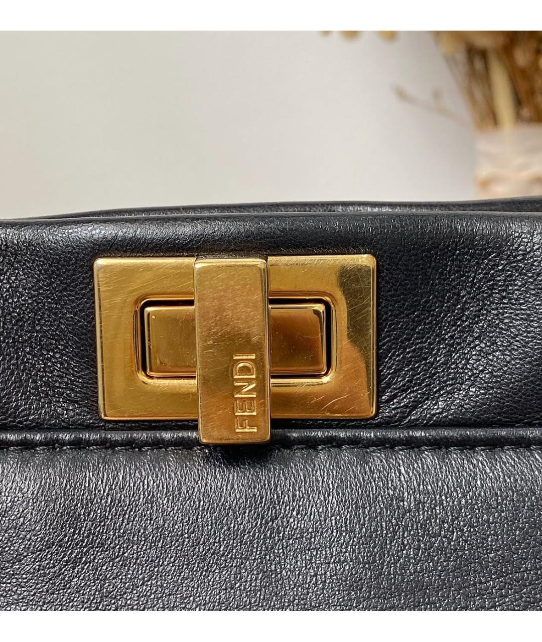 FENDI Черная кожаная сумка тоут, фото 3