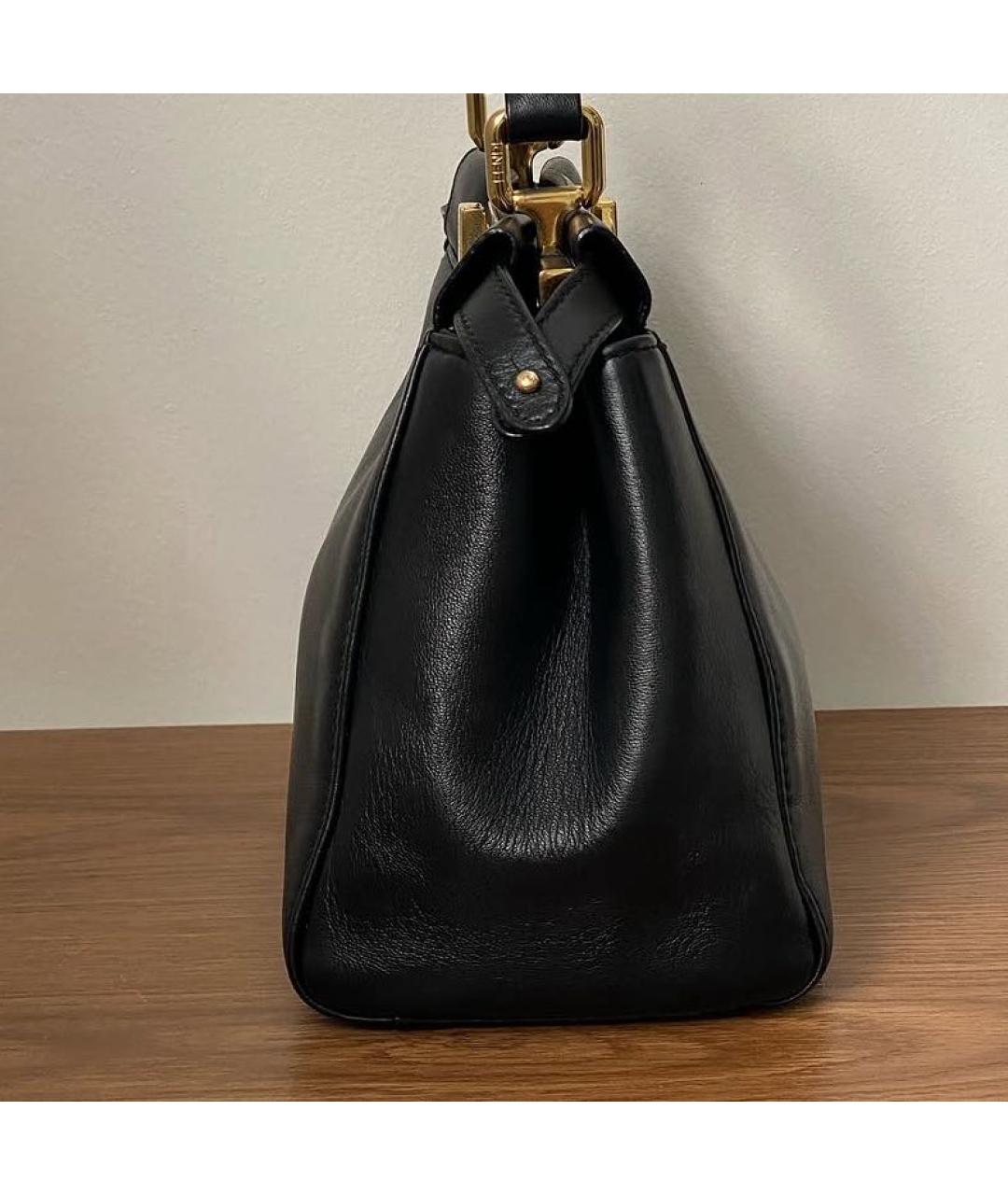 FENDI Черная кожаная сумка тоут, фото 5