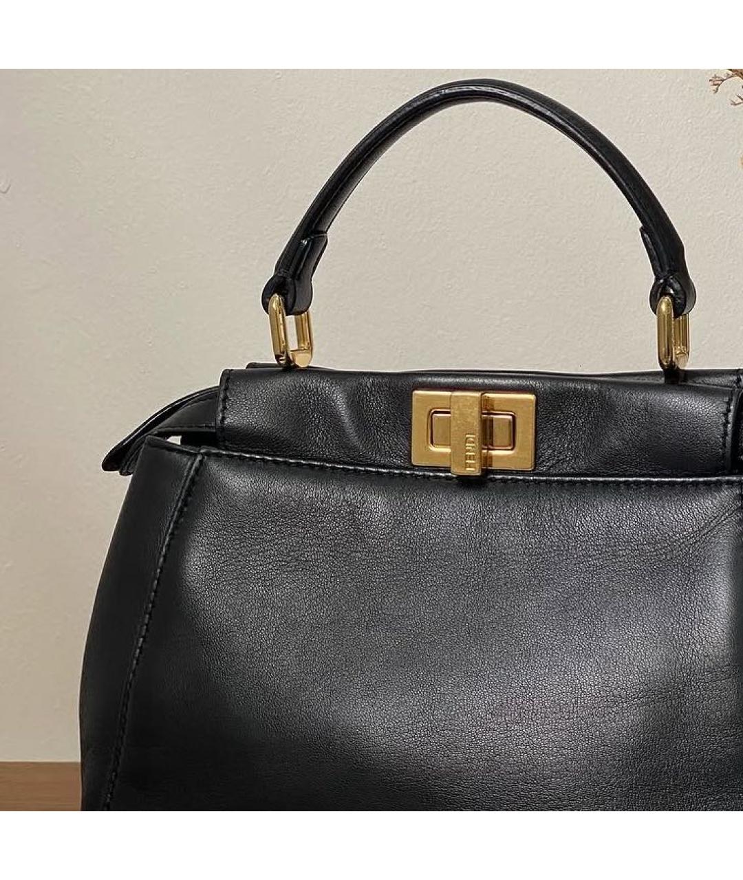 FENDI Черная кожаная сумка тоут, фото 2