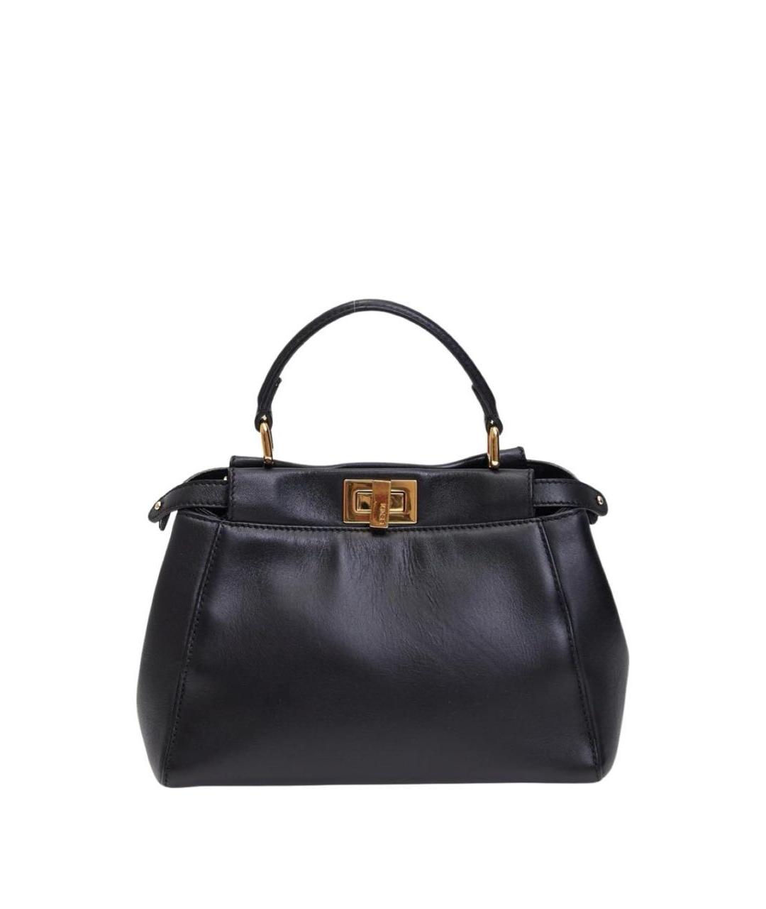 FENDI Черная кожаная сумка тоут, фото 6