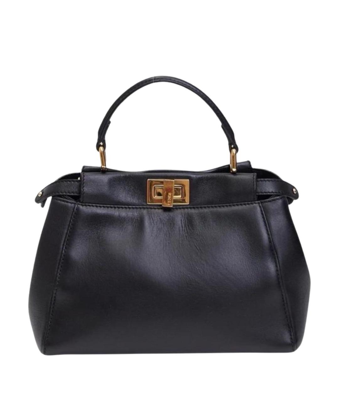 FENDI Черная кожаная сумка тоут, фото 1