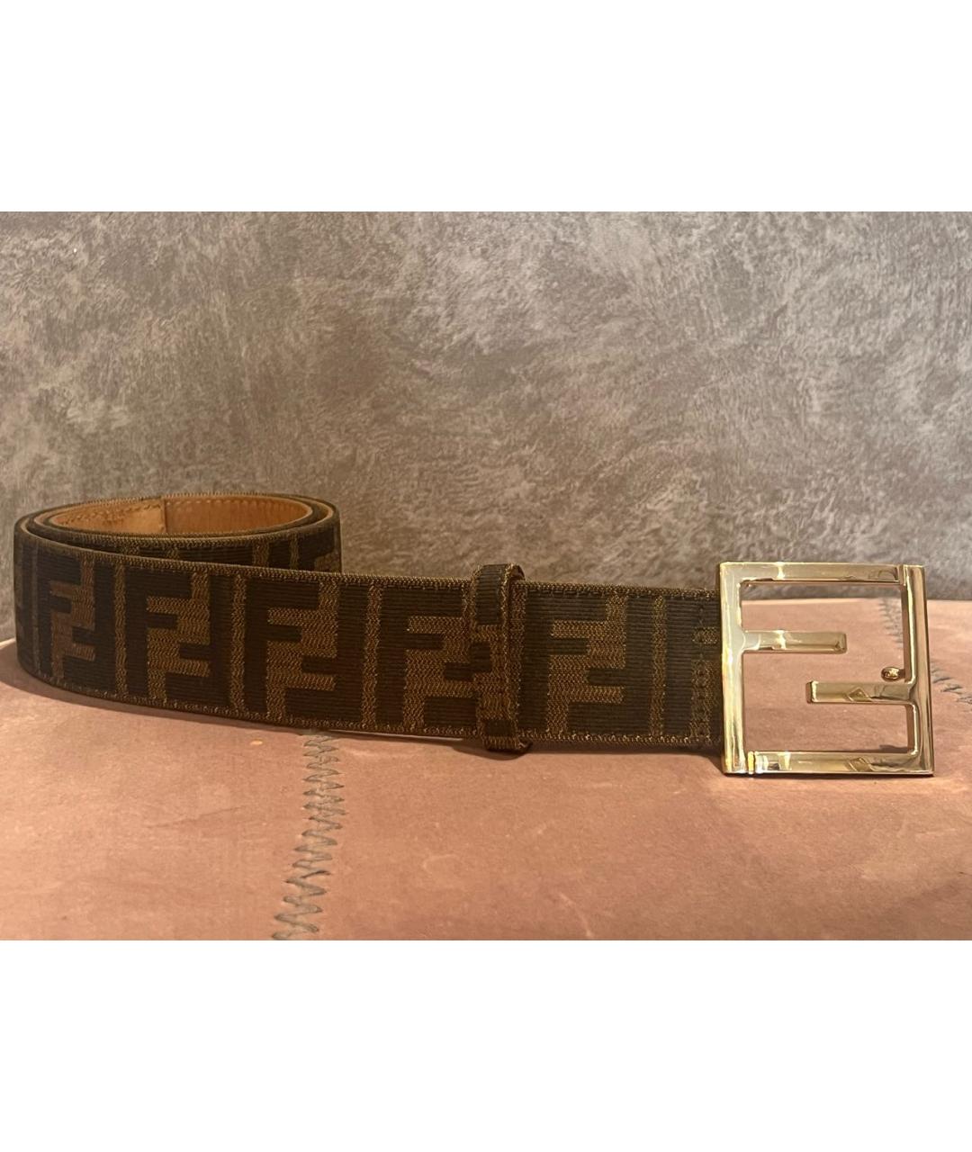 FENDI Коричневый кожаный ремень, фото 4