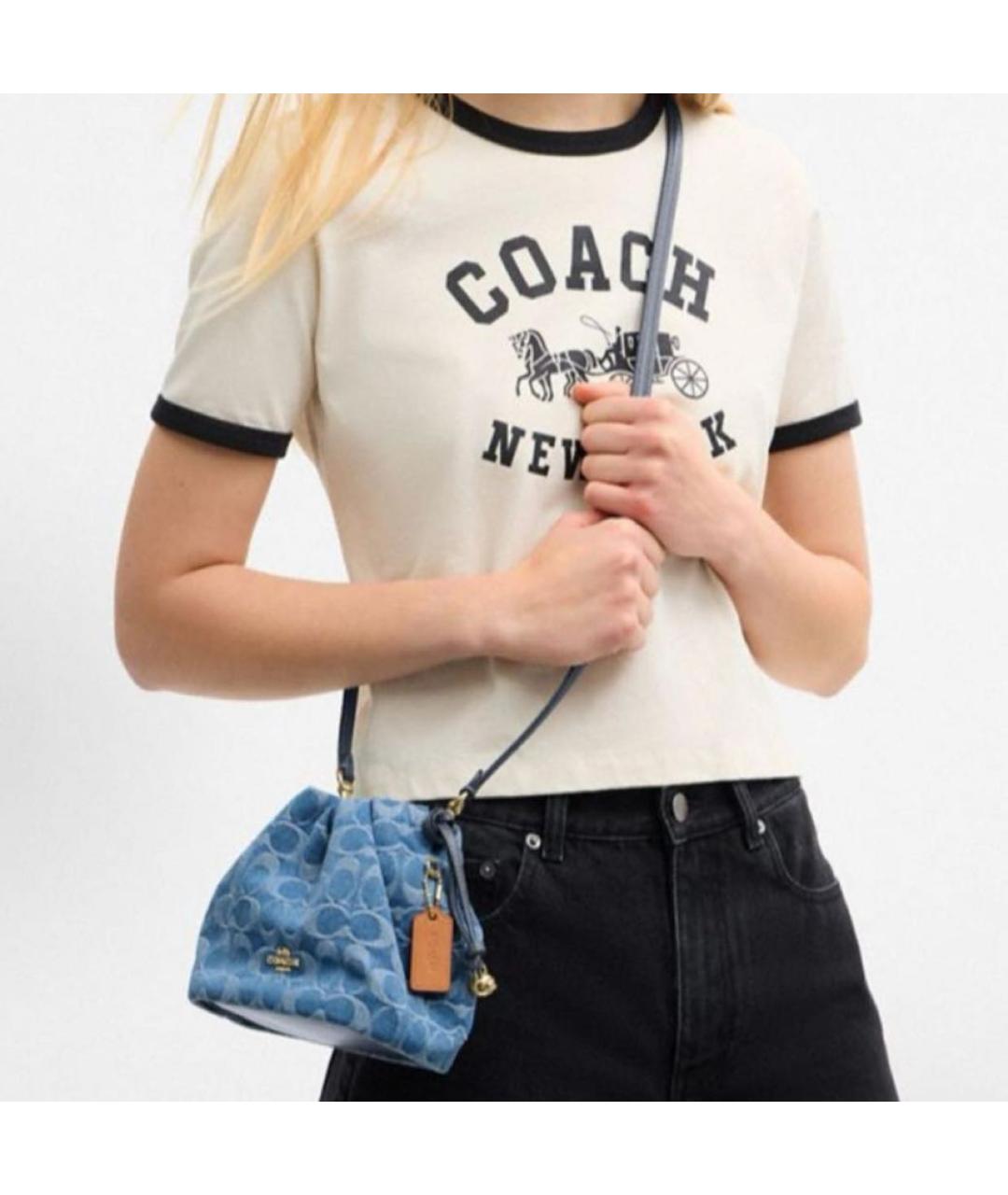 COACH Синяя деним сумка через плечо, фото 6
