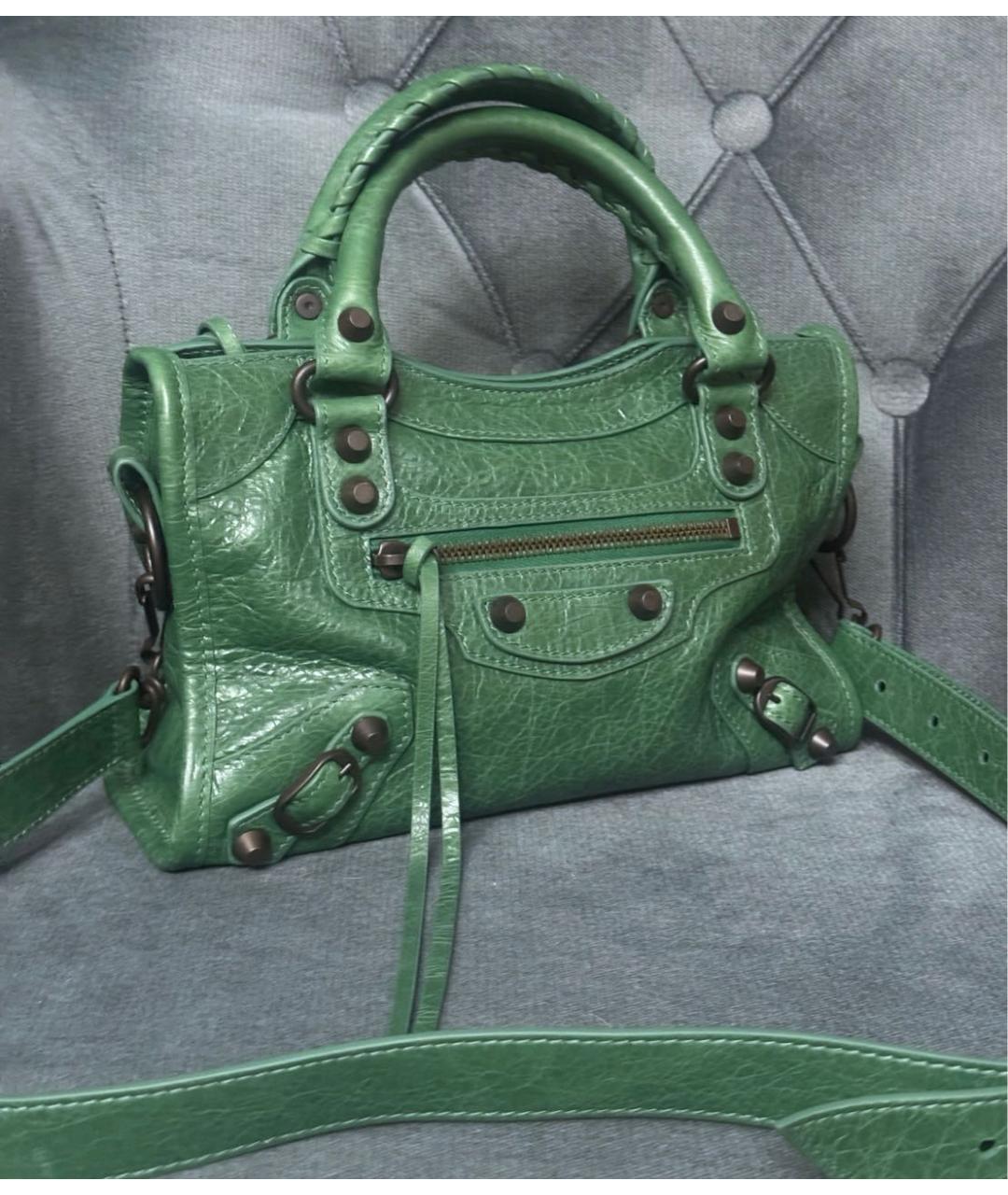 BALENCIAGA Зеленая кожаная сумка с короткими ручками, фото 3