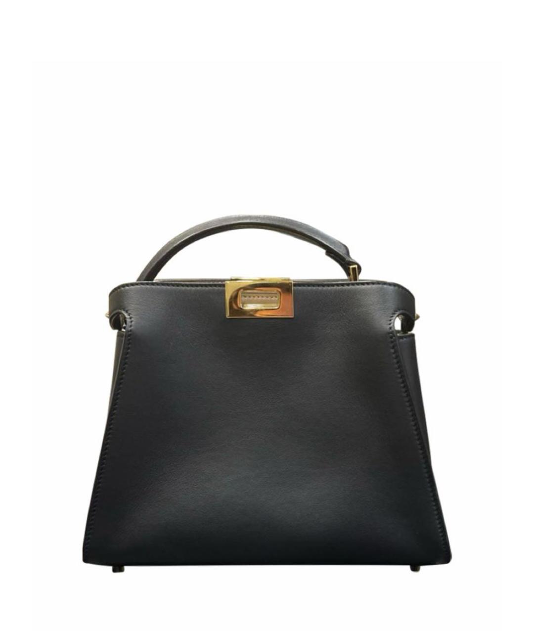 FENDI Черная кожаная сумка с короткими ручками, фото 7
