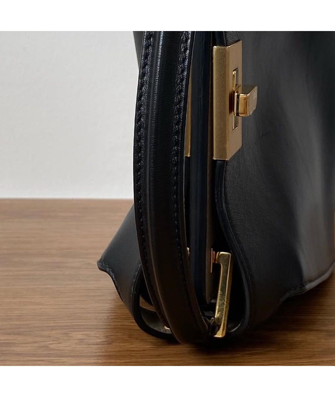 FENDI Черная кожаная сумка с короткими ручками, фото 3