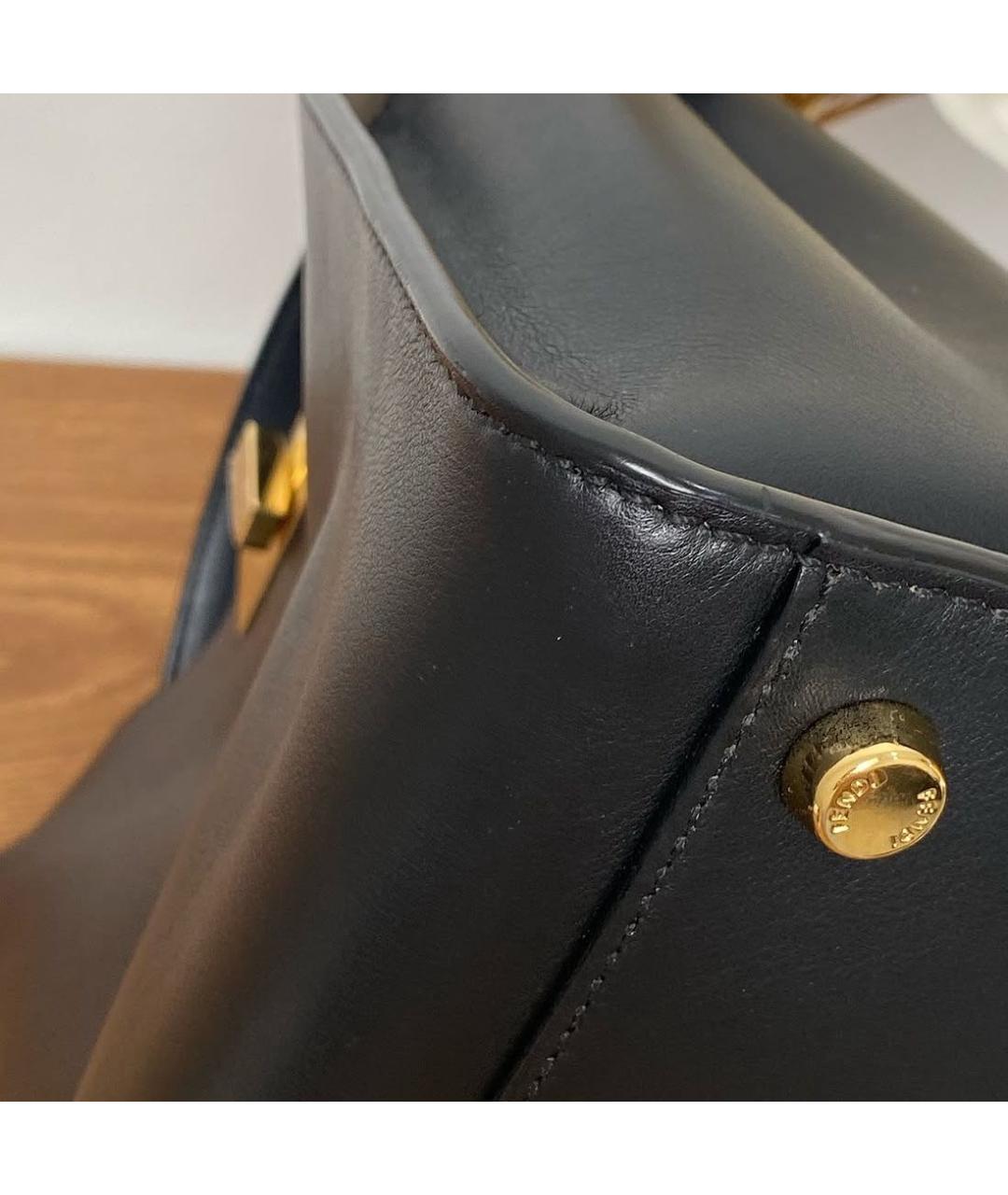 FENDI Черная кожаная сумка с короткими ручками, фото 5