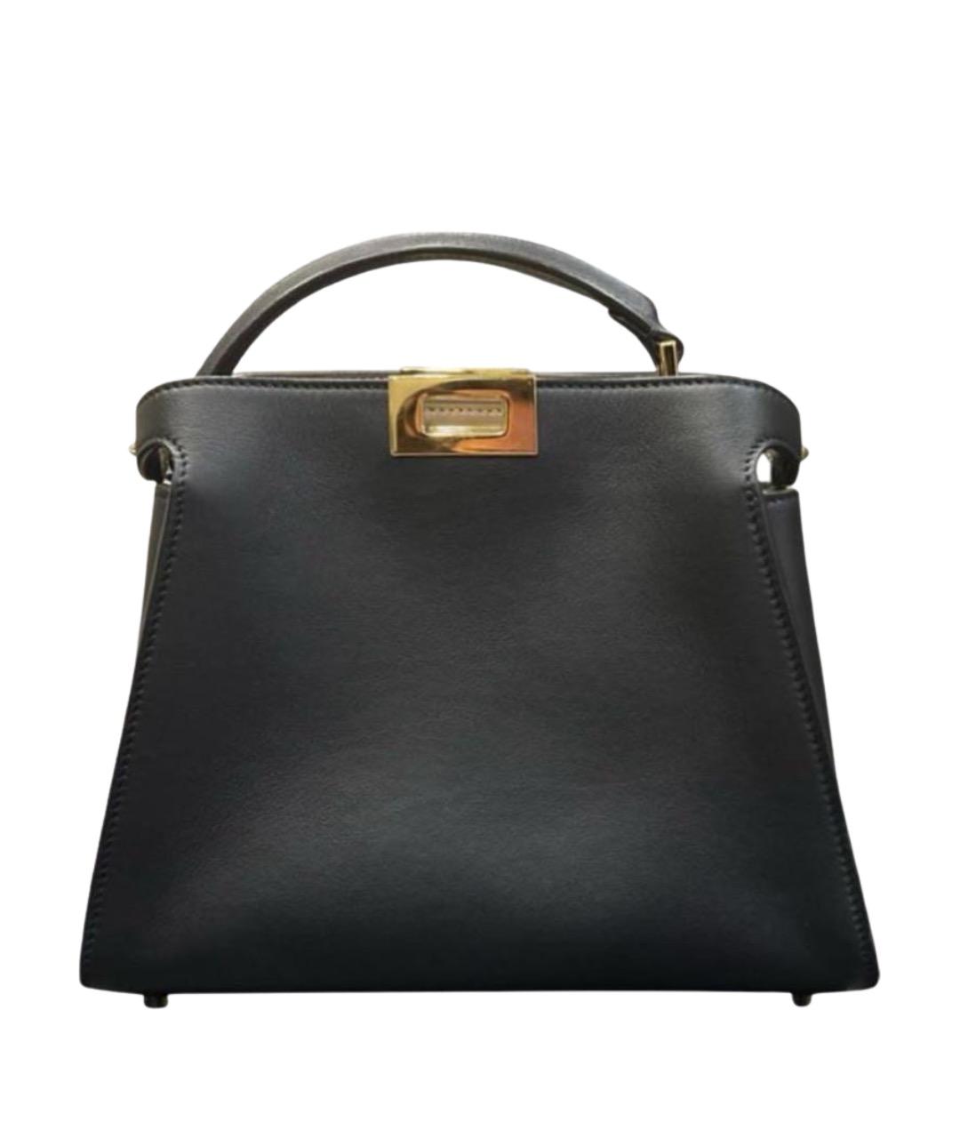 FENDI Черная кожаная сумка с короткими ручками, фото 1