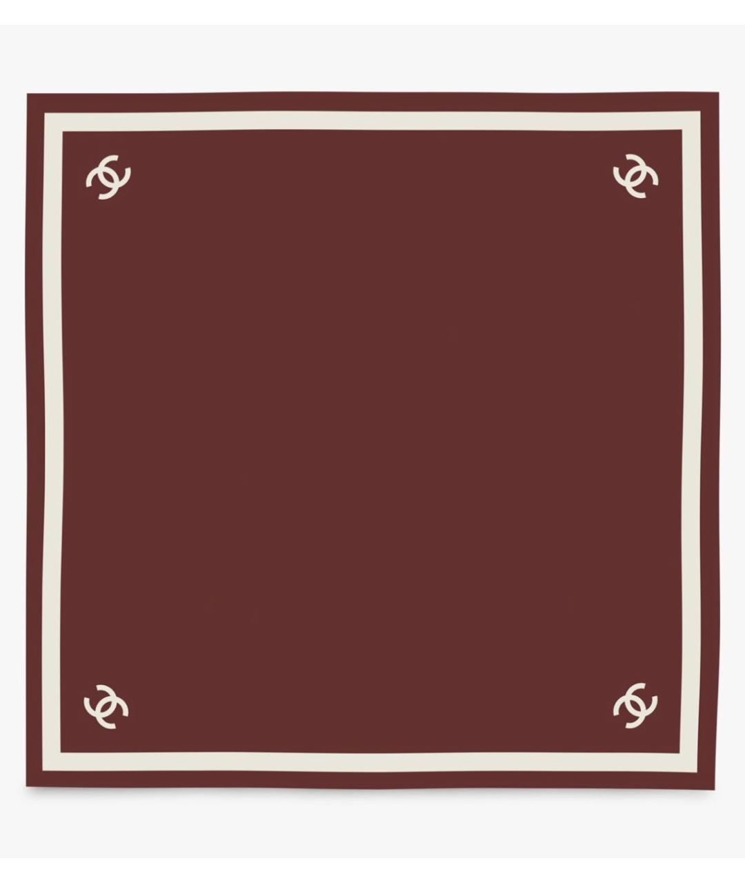 CHANEL Бордовый шелковый платок, фото 4